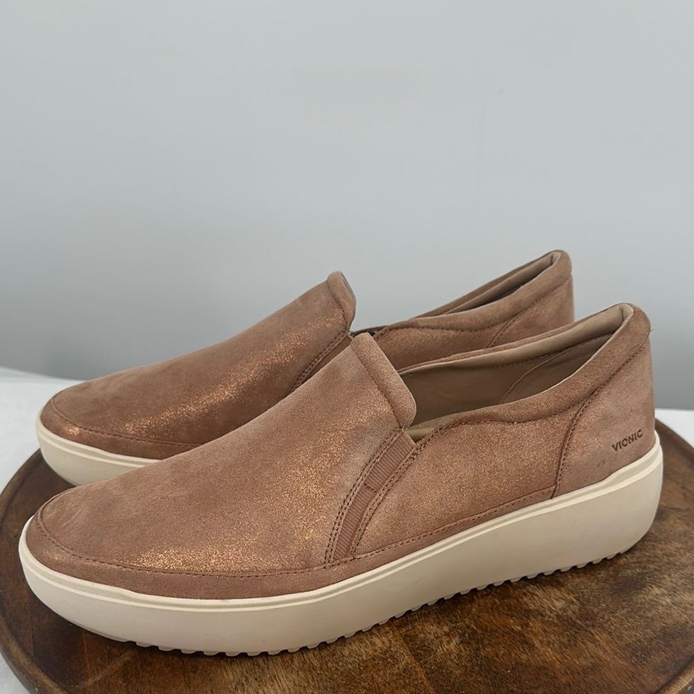 Vionic Shoes Wm 13 Kearny Platform Slip On Sparkle Casual Comfort Sneakers Suede